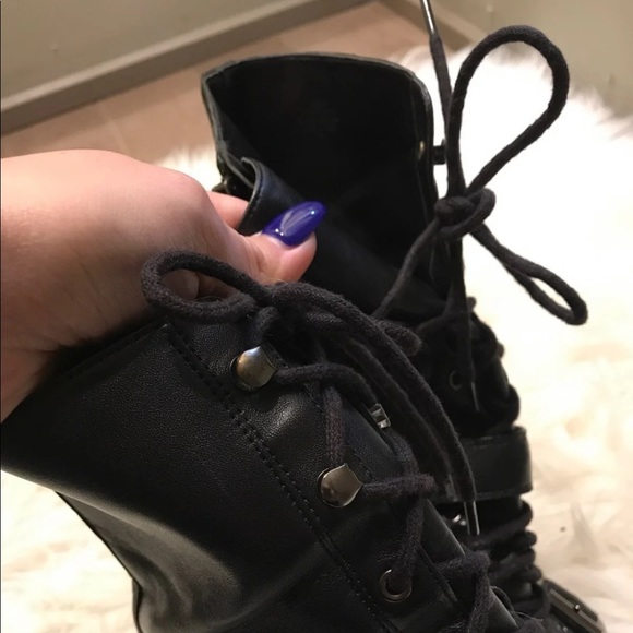 Guess Lace Up Buckle Combat Boots - Picture 8 of 8